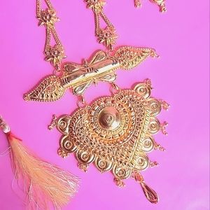 22k Dubai Gold plated Long Mala set/ Sita Haar / Long Necklace Set/ NWT